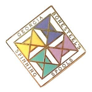 Georgia Bonesteels Spinning Spools Pinback Button Quilting Lapel Pin Small